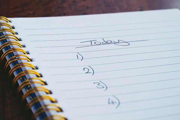 A handwritten to-do list with four empty task spots.